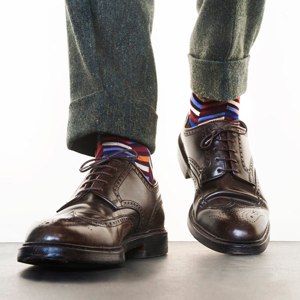 Fortis Green Zig Zag Pattern Socks in Burgundy