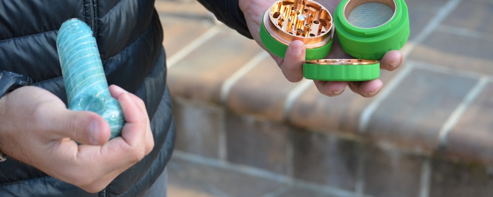 Silicone Herb Grinder and Glass Spoon Pipe