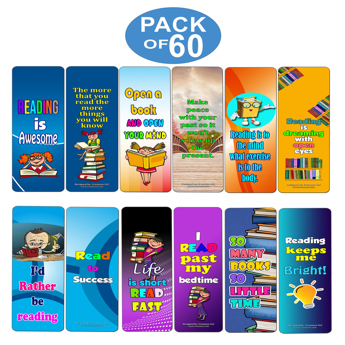 Creanoso Fantastic Reading Bookmarks For Kids 60 Pack A A A œ Aweso