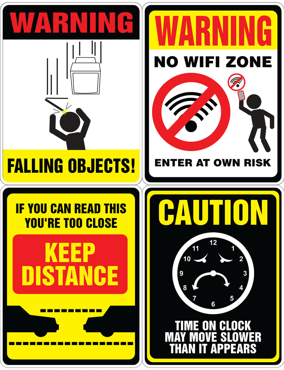 Funny warning signs Stickers - 12 Designs x 1 Set (48 pcs) – Creanoso