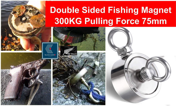 Combined New Double Sided Neodymium Fishing Magnets W/ Eyebolt 48-75mm Diameter 