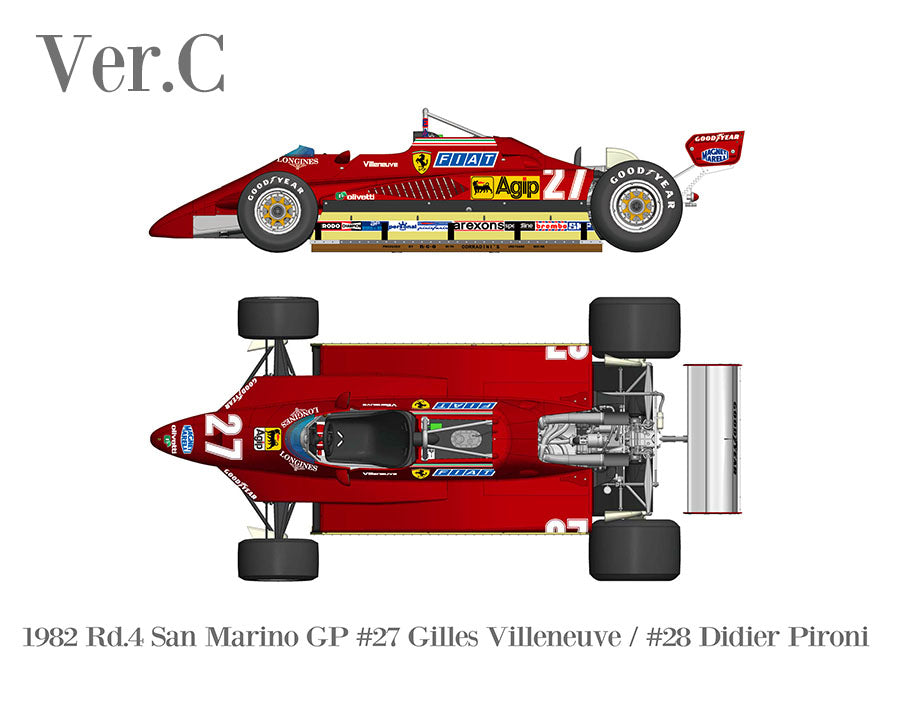 Model Factory Hiro K797 1:20 126C2 Ver.C 1982 Rd.4 San Marino GP #27 Gilles  Villeneuve / #28 Didier Pironi Fulldetail Kit
