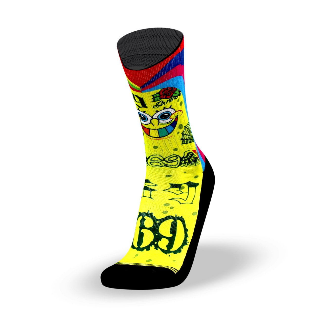 S0047 lithe bob esponja 69 face tattoo socks