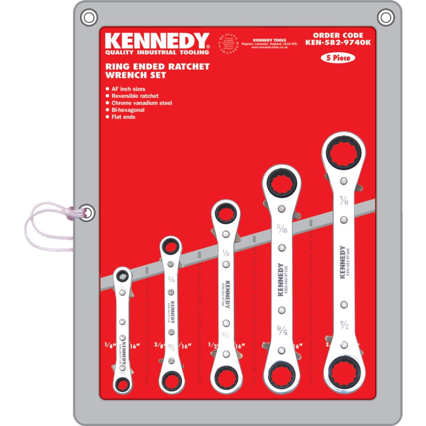 KENNEDY 1/4 - 7/8in. STR. Ratchet Spanner Set 5-PCE