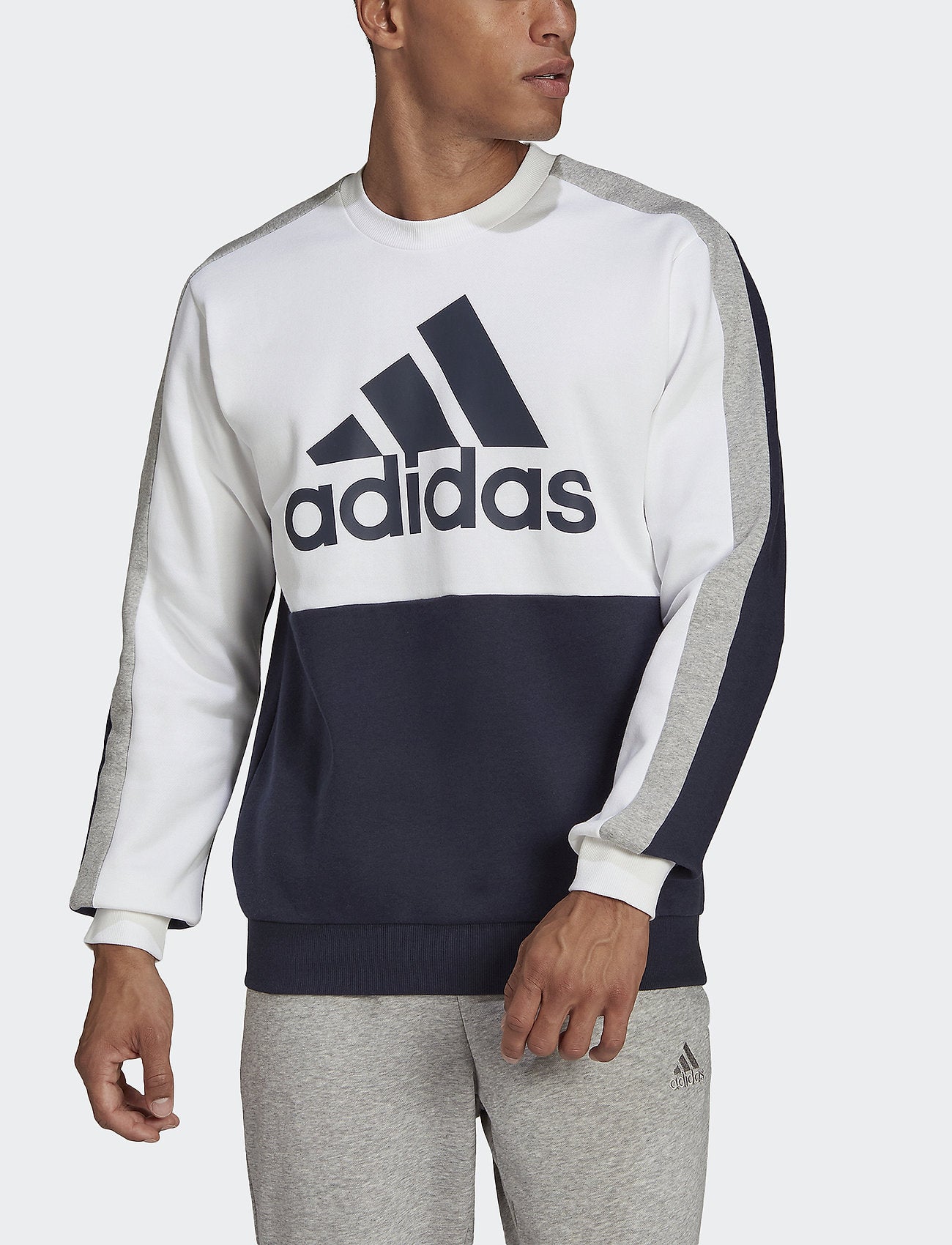 Adidas Essentials Colorblock Sweatshirt - White/Grey/Blue FootKorner