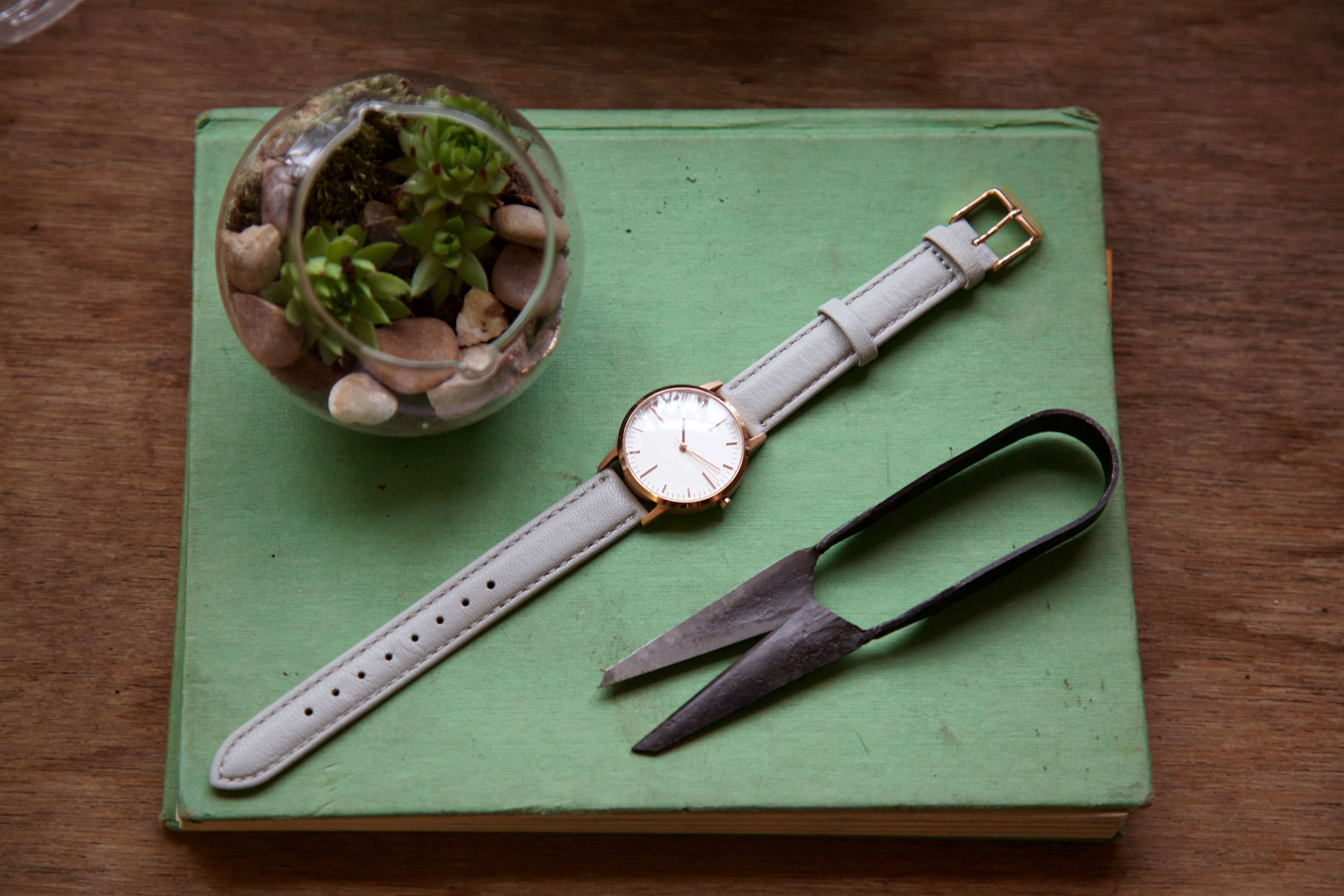 Simple Luxury Watch - Rose Gold, Grey & Cream Leather - London Terrariums - Freedom To Exist