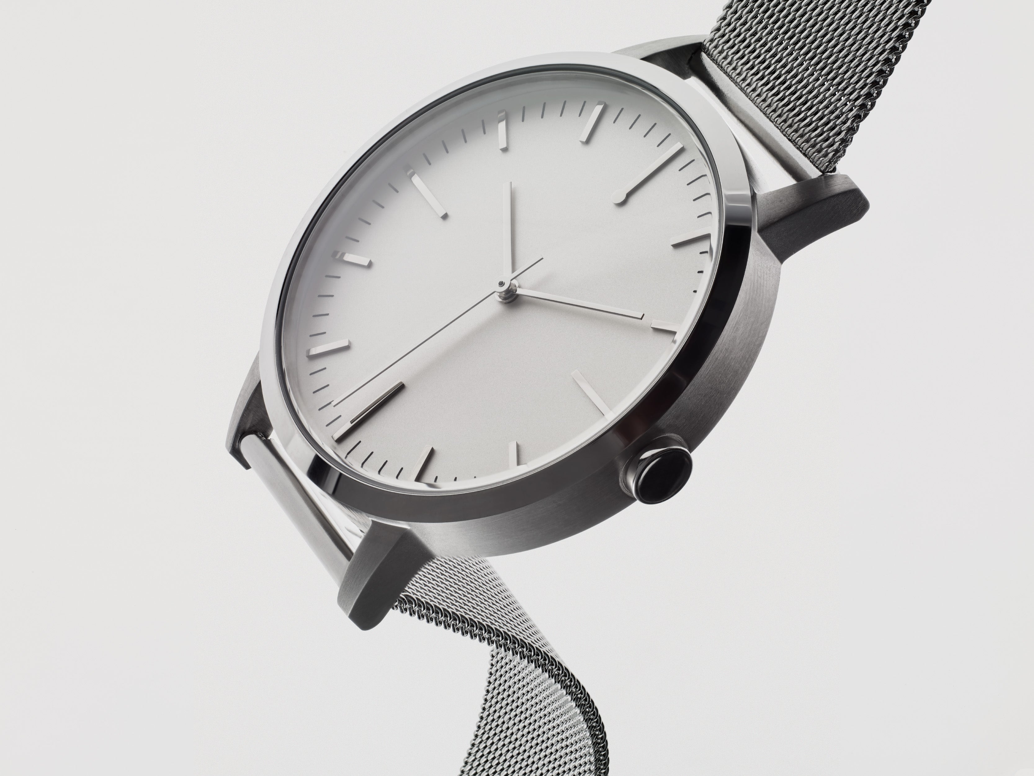 Ladies Watch Mesh Strap - Simple Design - Silver Mesh - UK - Under £100 - Freedom To Exist - Minimal Watches British Design