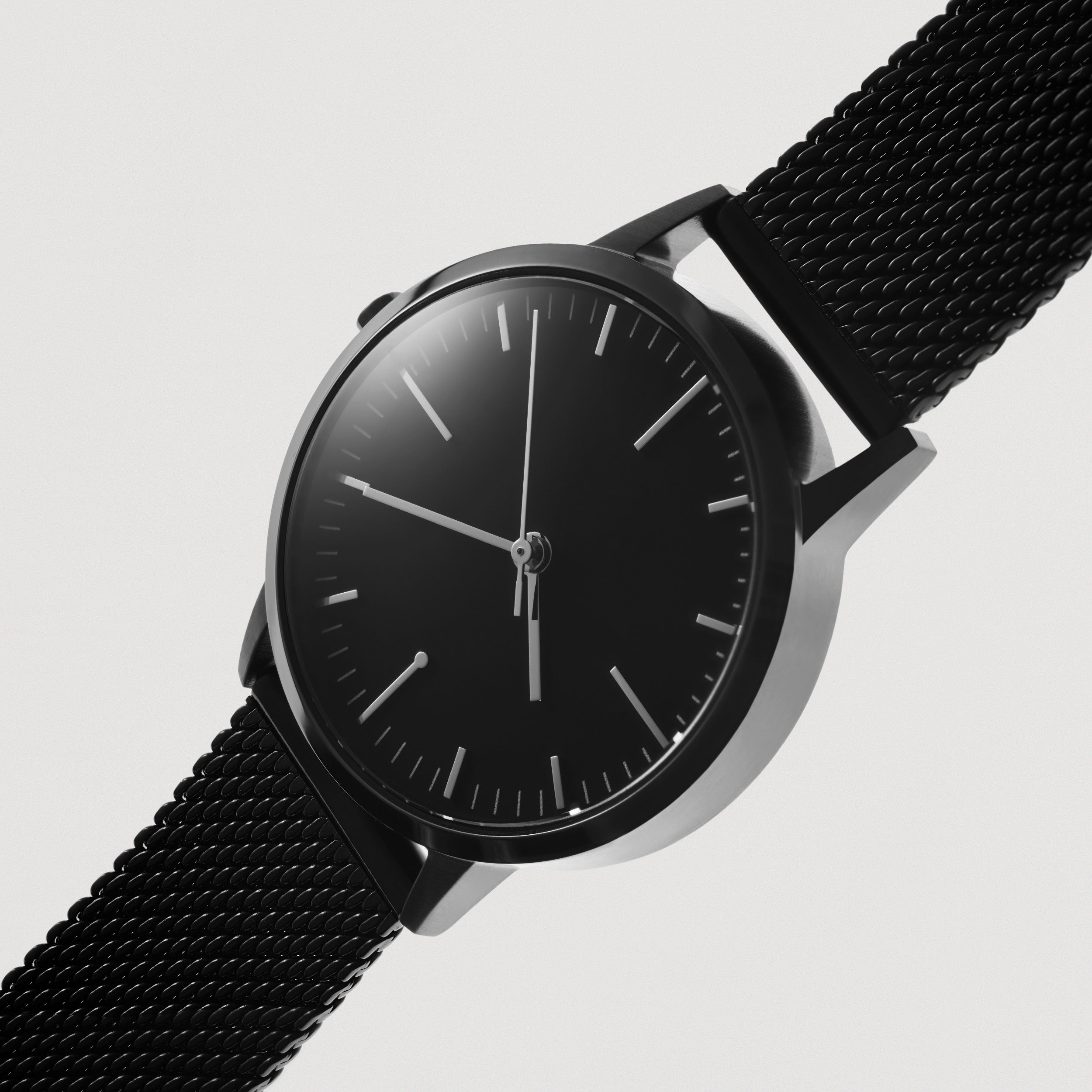 Ladies Watch Mesh Strap - All Black Watch - Simple Design - Black Mesh - UK - Under £100 - Freedom To Exist - Minimal Watches British Design