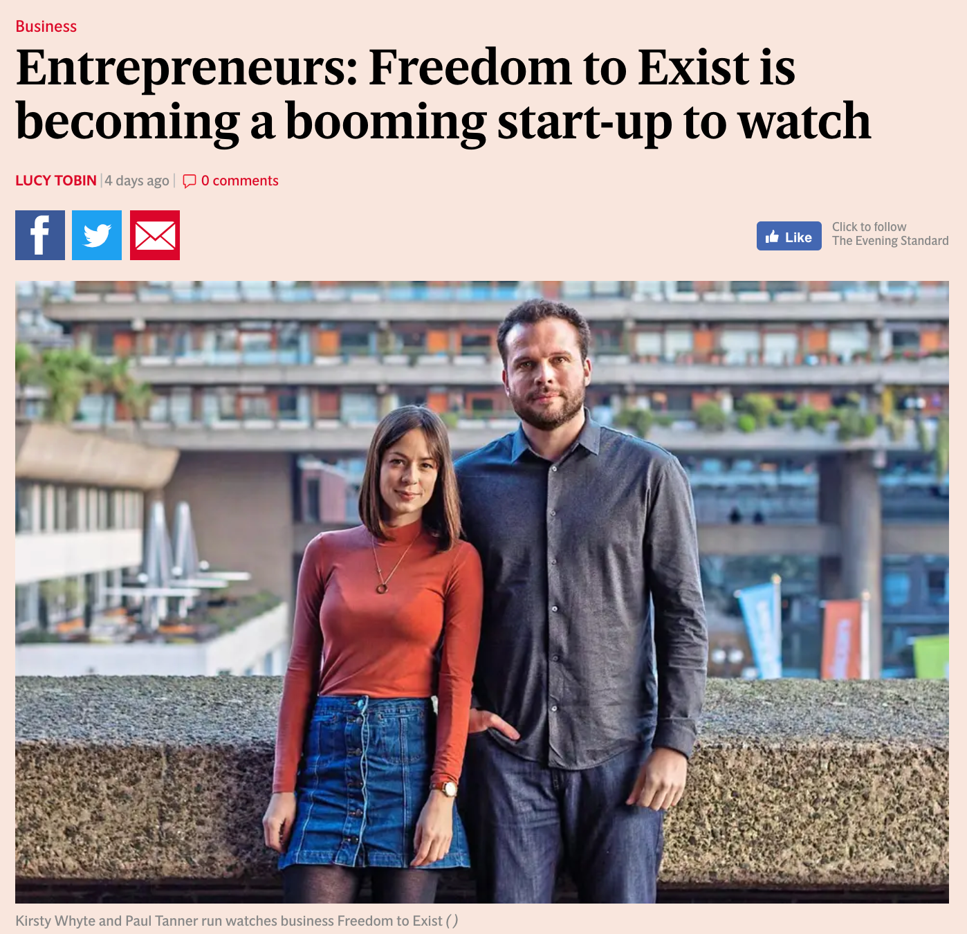 Evening Standard - Freedom To Exist - Kirsty Whyte & Paul Tanner