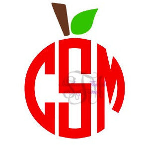 Monogrammed Apple Topper Vinyl Decal – Southern Touch