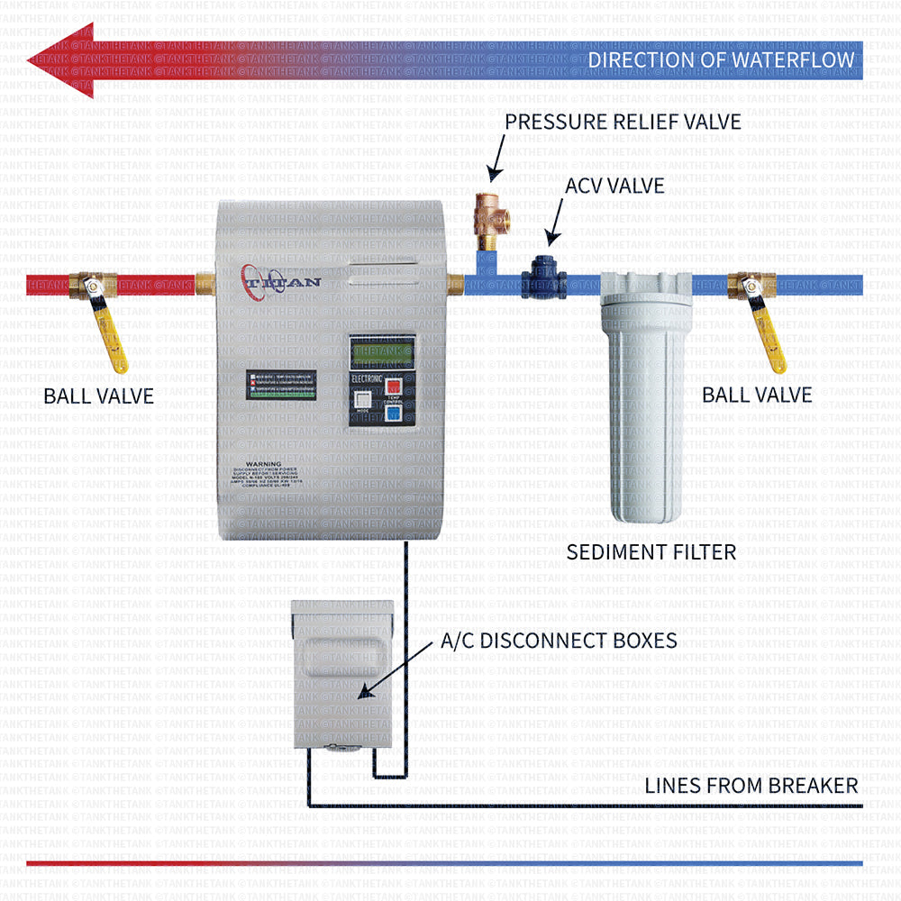 Installation diagam for Titan N-160 tankless water heater.