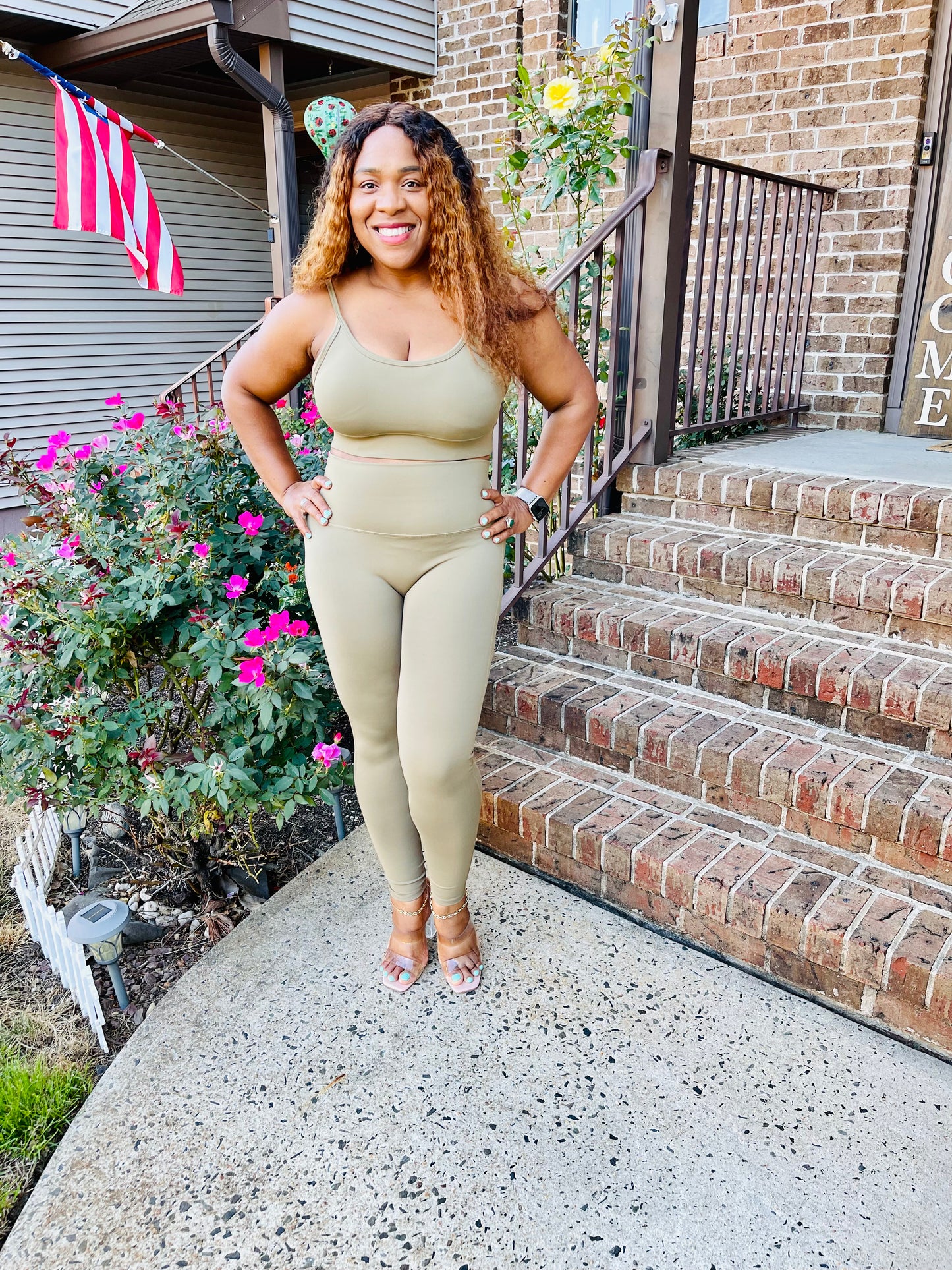 The Activewear Cami Bra Set | Khaki