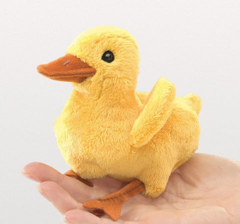 Chirping Mini Duckling Finger Puppet Folkmanis Toy Plush Yellow Duck Easter w/ Sound