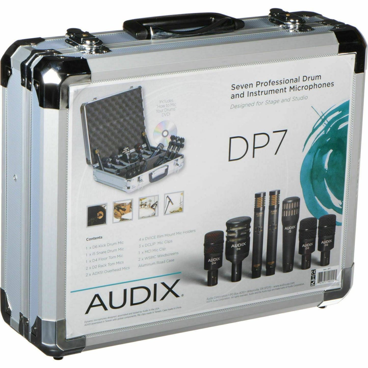 Audix DP7 7 Piece Drum Mic Package Plus Hard Case with D6 Flagship Kick Drum Mic