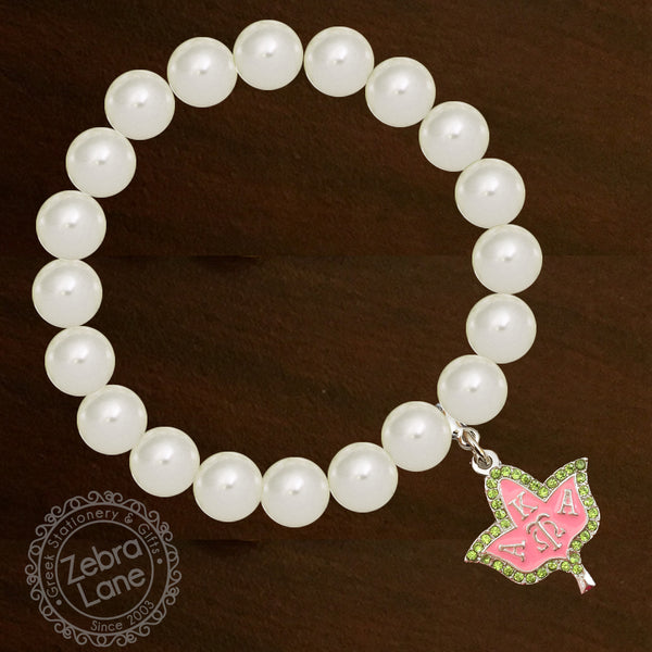 For Alpha Kappa Alpha AKA Charm Ivy Pink Green Pearls 