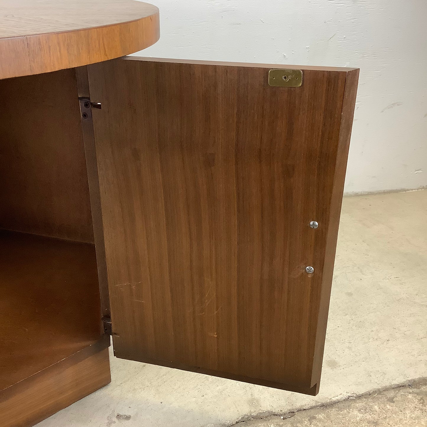 Mid-Century Modern Circular Walnut End Table