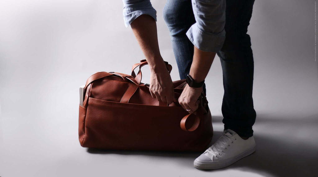 MENS LEATHER WEEKENDER BAG