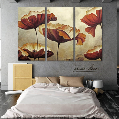 Blossoming Poppy Watercolor (3 Panel) Floral Wall Art