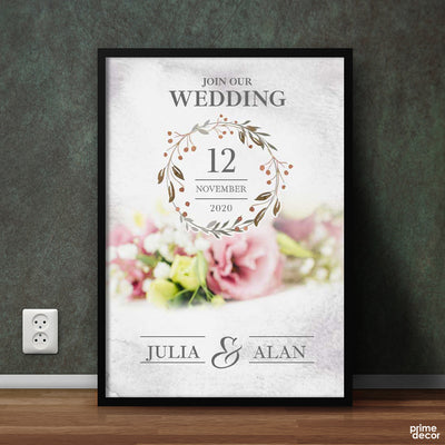 Save the Date Pink and White Floral | Wedding Wall Art