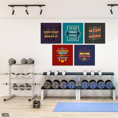 Gym Motivational Mix Vol-2 (5 Panel) Gym Wall Art