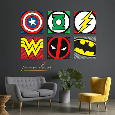 Marvels & DC Superheroes (6 Panels) Wall Art