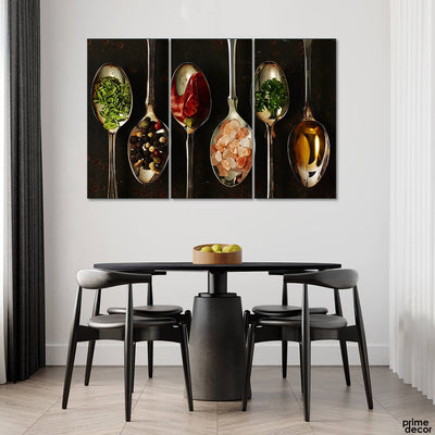 Spices on Spoon (3 Panel) Food Wall Art