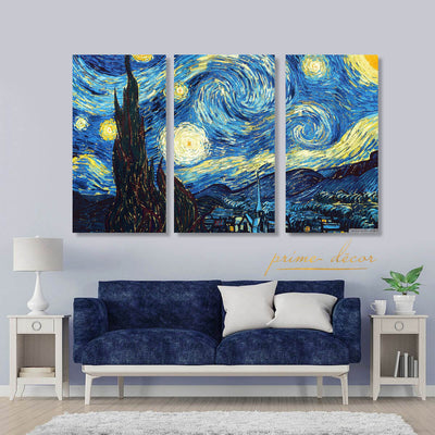 The Starry Night By Van Gogh (3 Panel) Wall Art