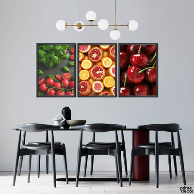 Tomatoes Pomegranates & Cherries (3 Panel) Food Wall Art
