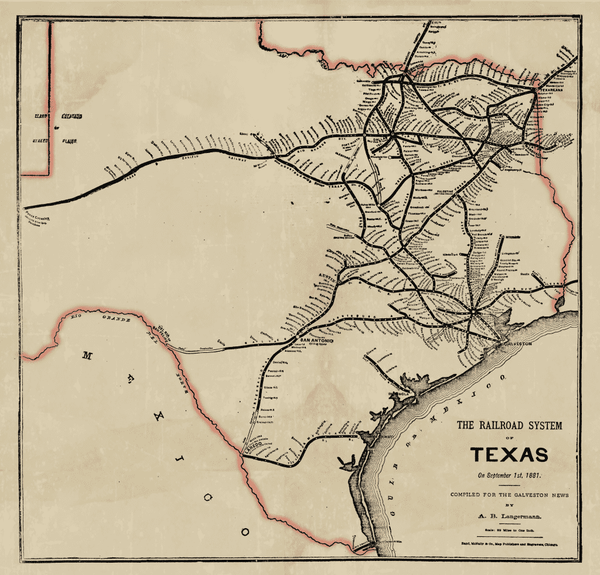 The Railroad System Of Texas 1881 Copano Bay Press 7858