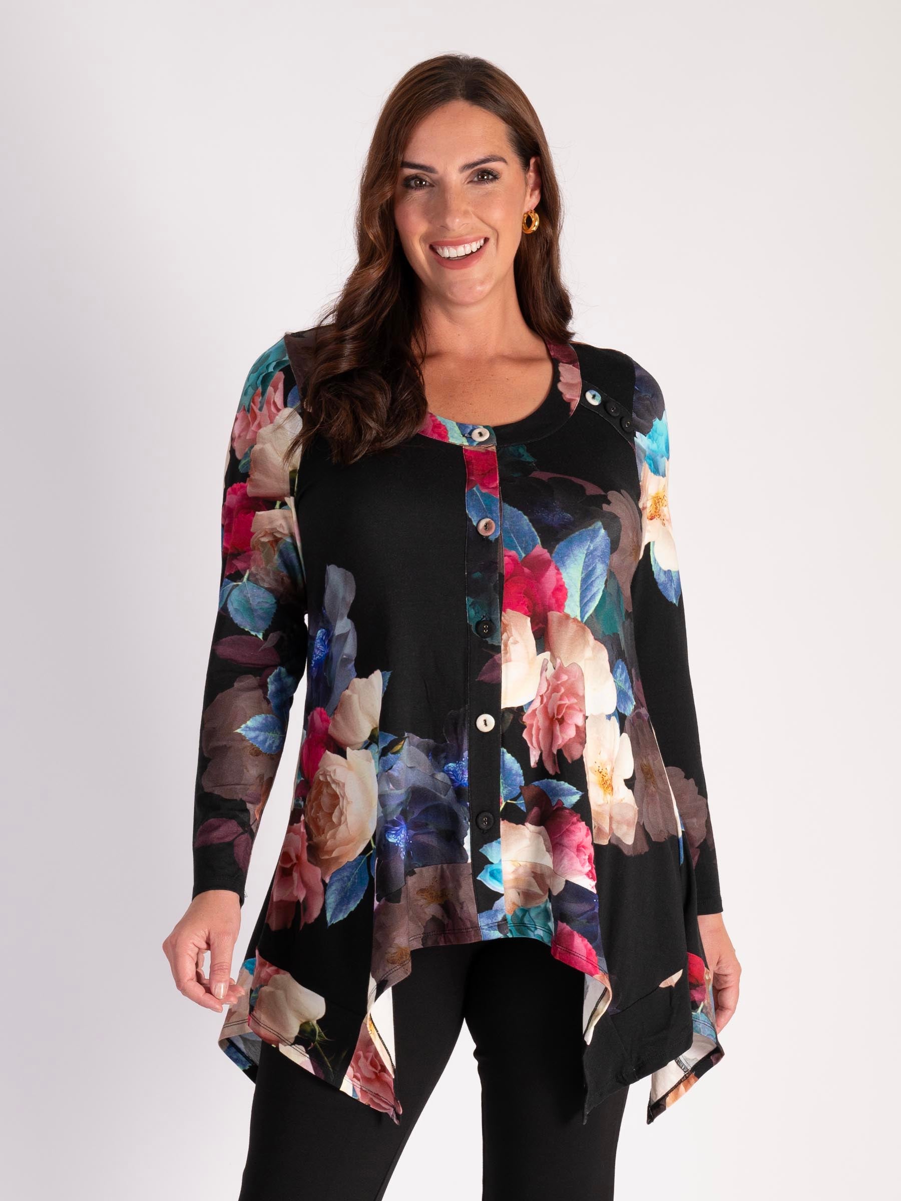 Black/Multi Rose Melody Print Jersey Jacket