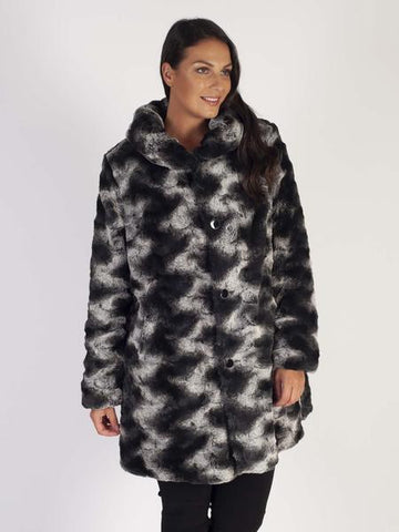 Blk/Charcoal Faux Fur Lined Reversible Coat