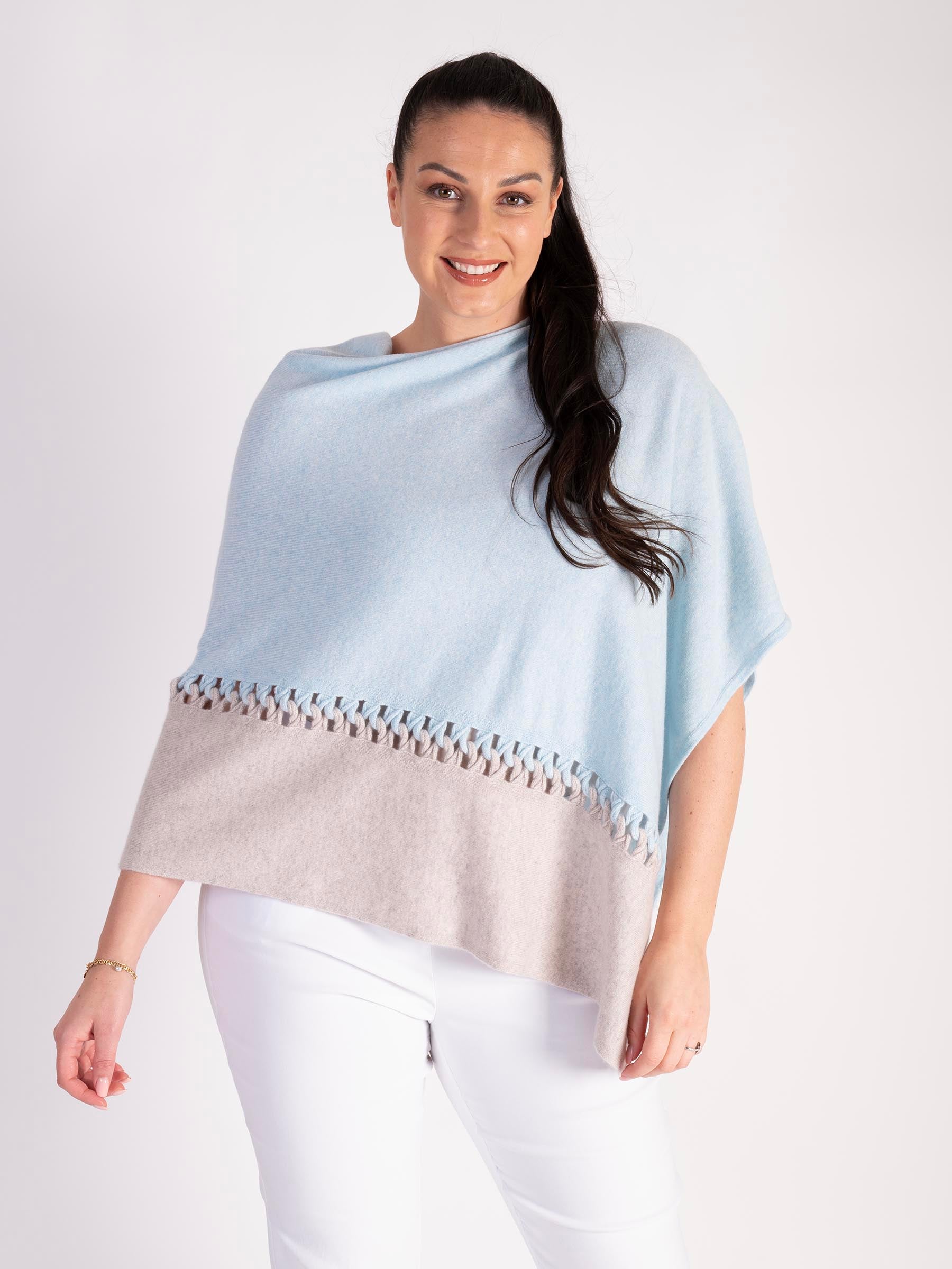 Moonstone/Agate Twist Stitch Cashmere Poncho