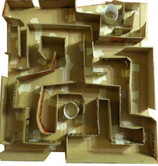 A labyrinth made of waste paper boxws