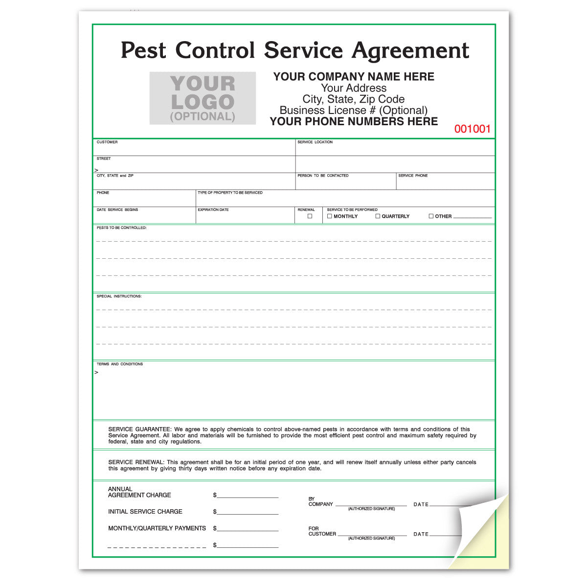Pest Control Service Contract / Agreement
