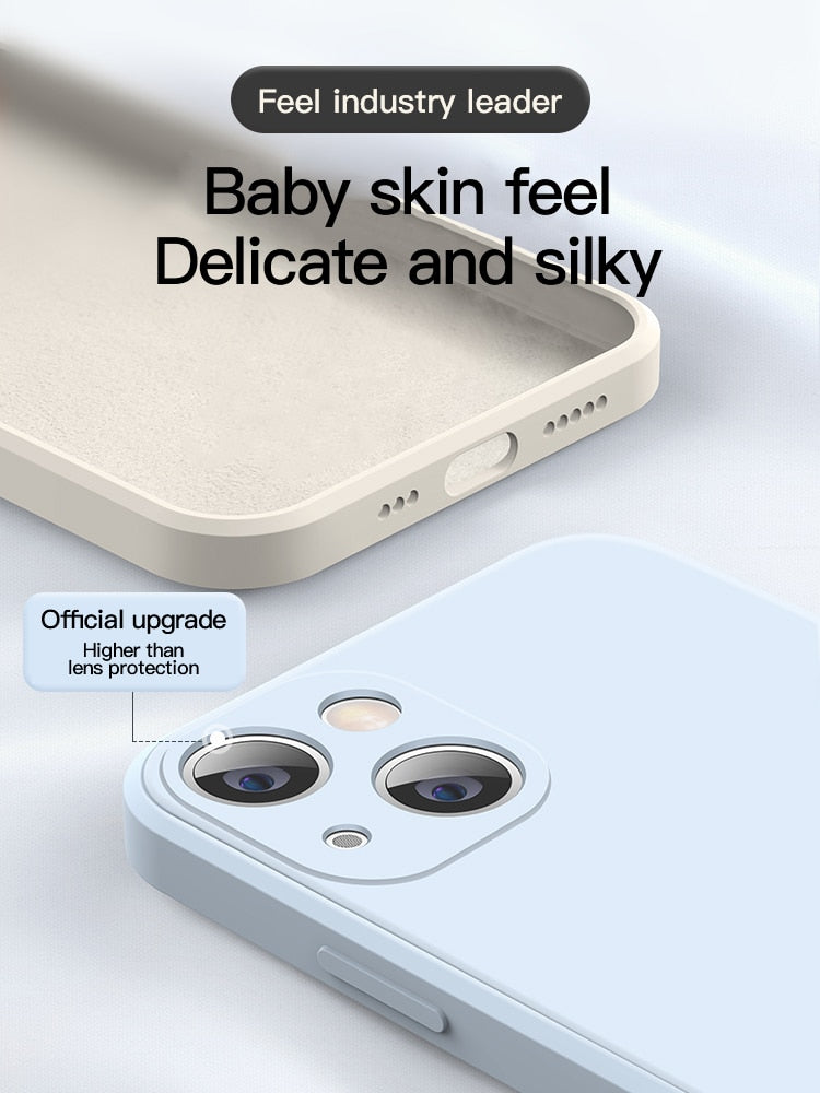 Square Liquid Silicone Phone Case For iPhone 11 12 13 14 Pro Max Mini X XS Max XR 7 8 Plus SE2 Full Protection - LM