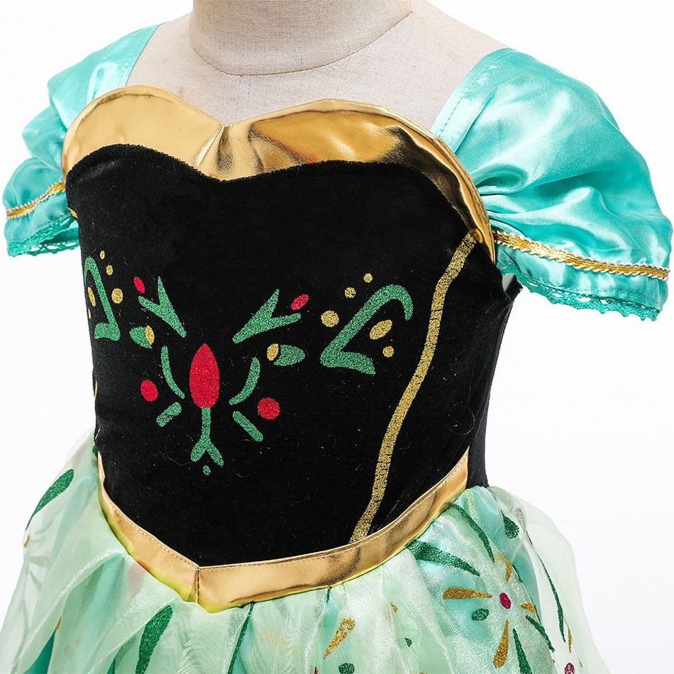 Anna Dresses Children Princess Girl Cosplay Costume Kids Summer Clothes Halloween Birthday Carnival Robe Party