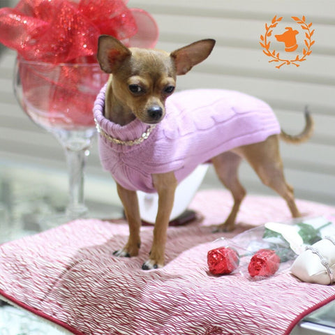 Dog Sweater - Cashmere Pink & Grey Dog Sweaters