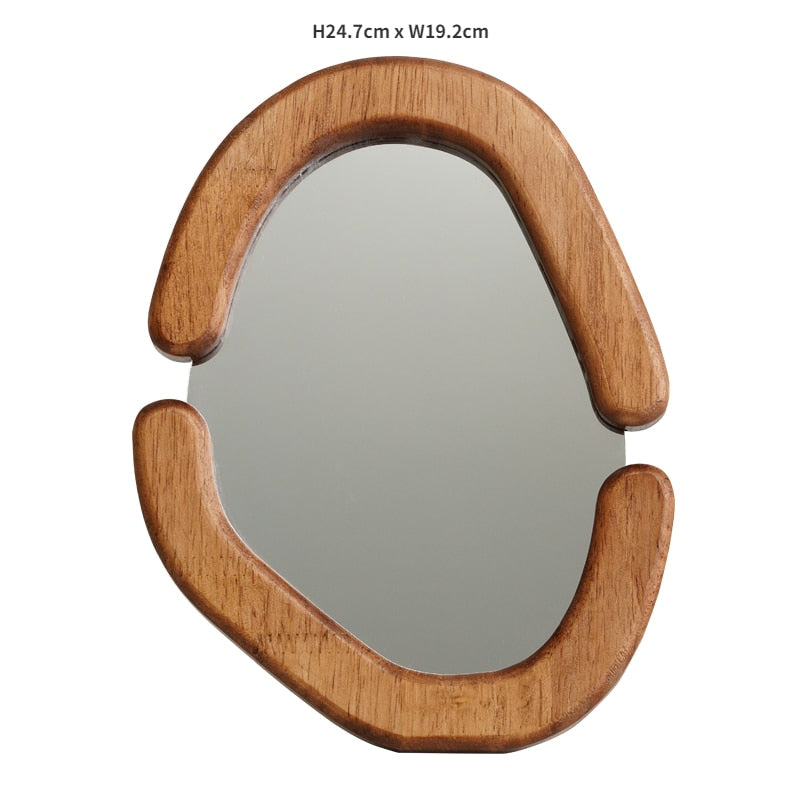 Retro Vanity Mirror Oval Cosmetic Mirror Tabletop Ornaments Decorative Makeup Mirror Wood Framed Wall Mirror Home Decor
