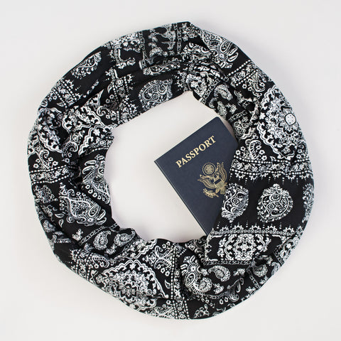 The Mykonos lightweight Speakeasy Travel Supply passport scarf.