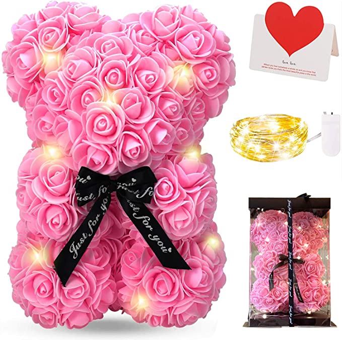 Pedagogía Pesimista pecho Osito Rosas Rosas con Luces Led ¡Regalo Perfecto para San Valentin! ¡U –  milove.es