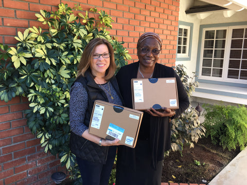 Spoolies, Jeanne James donating computers to Sister Freda's Girls' High School in Kenya