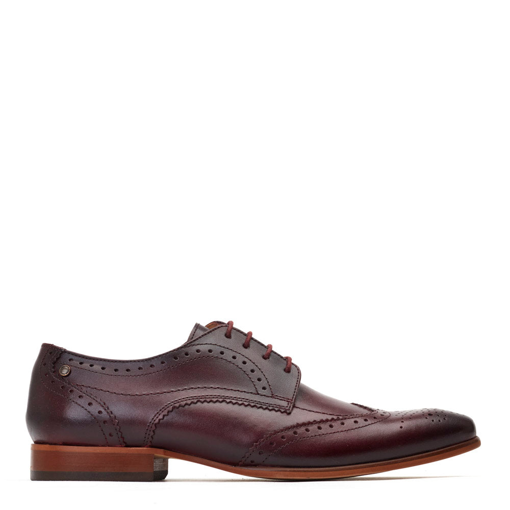 Base London Mens Barbera Waxy Bordo Leather Brogue Shoes UK 8