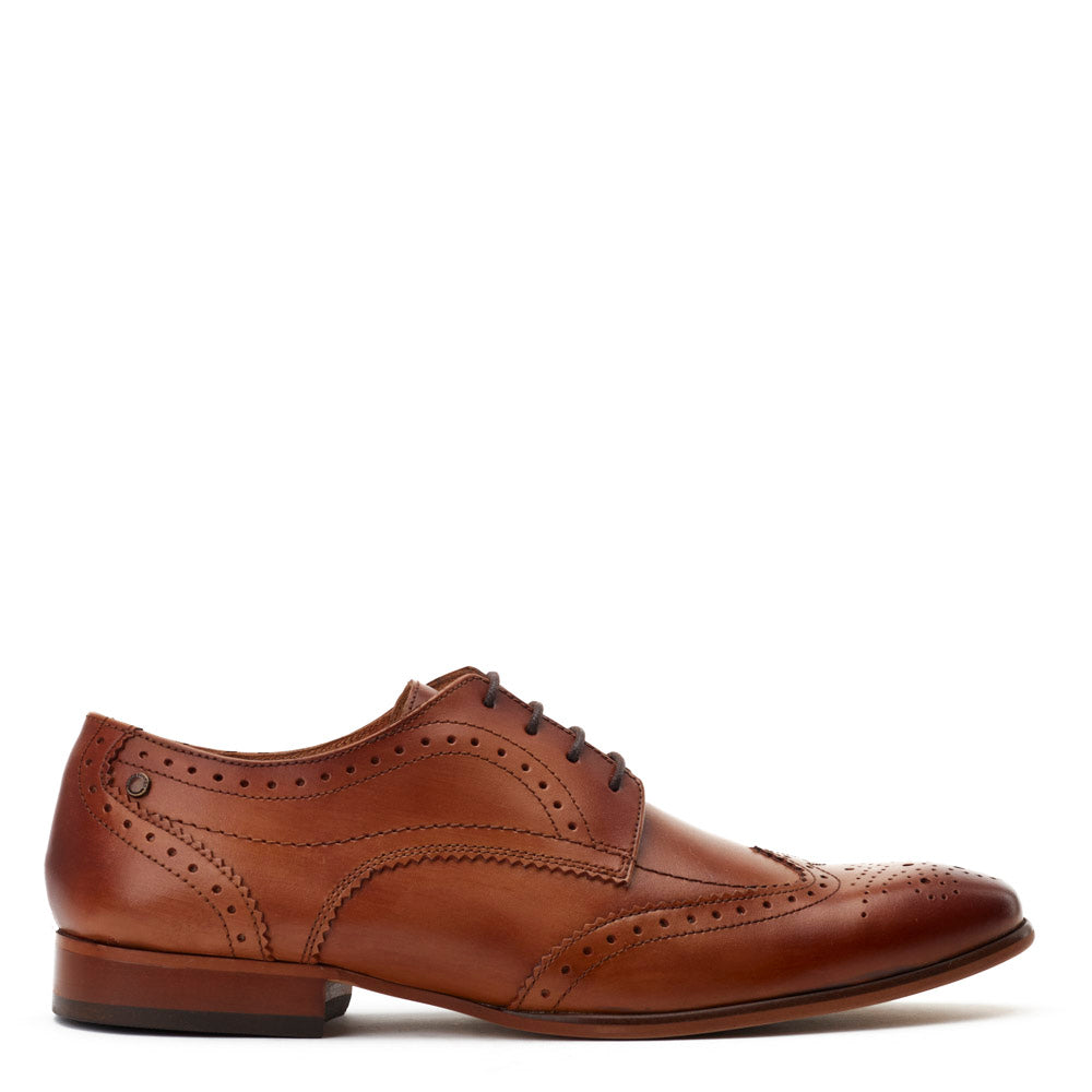 Base London Mens Barbera Waxy Tan Leather Brogue Shoes UK 8