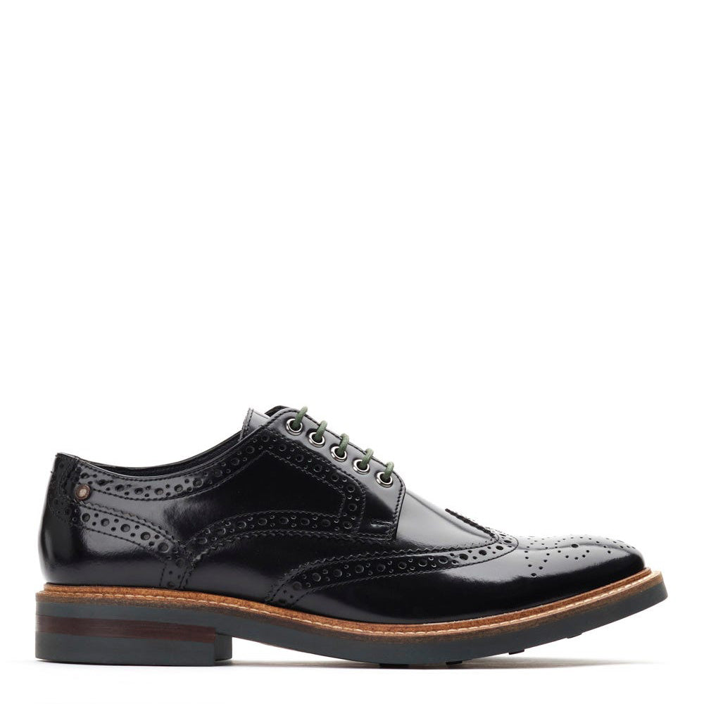 Base London Mens Woburn Hi Shine Black Fashion Brogue UK 9