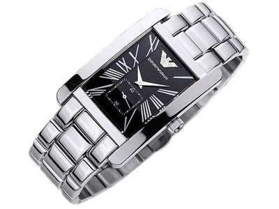 emporio armani ar0156 silver rectangular mens watch