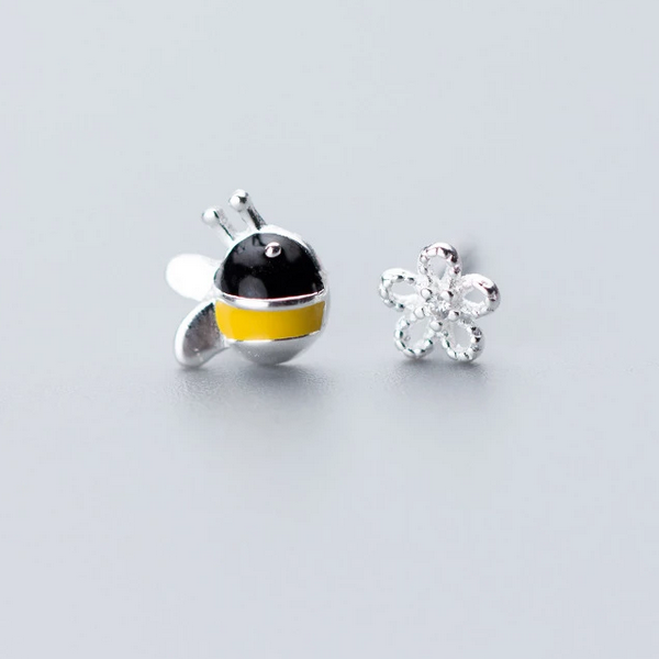 bee and flower earrings