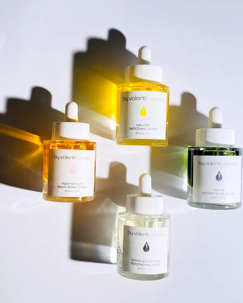 Bakuchiol, Retinol, Hyaluronic Acid & Blue Tansy Serums By Valenti Organics High Performance Natural Skin Care