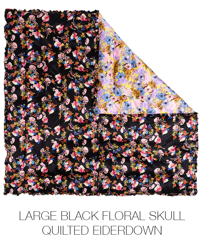 LARGE BLACK FLORAL SKULL QUILTED EIDERDOWN