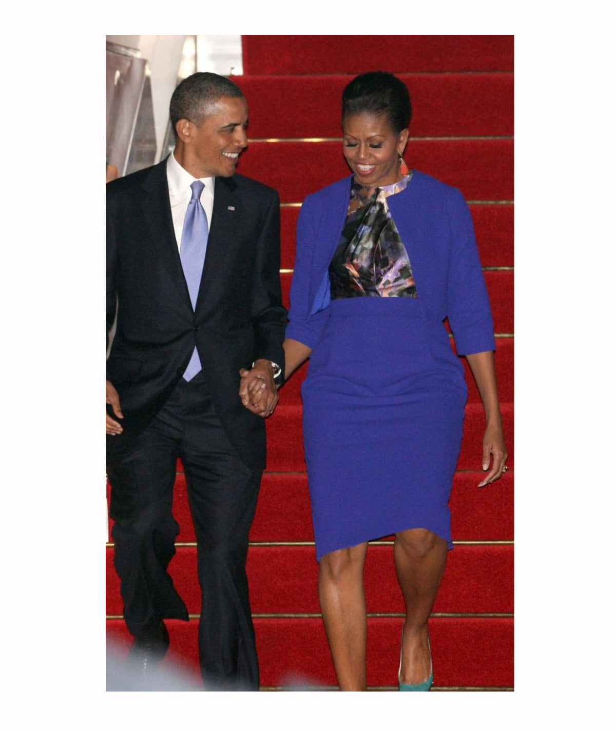 Michelle Obama wearing blue Preen dress