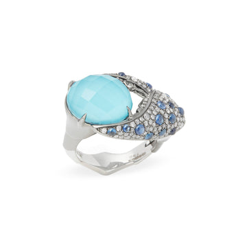 Stephen Webster Jewels Verne Turquoise and Blue Sapphire Ring